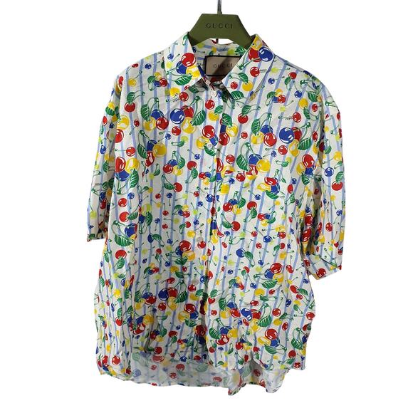 Gucci Tops - Gucci Print Cherry Stripe Size 44 IT/ US 8 Shirt